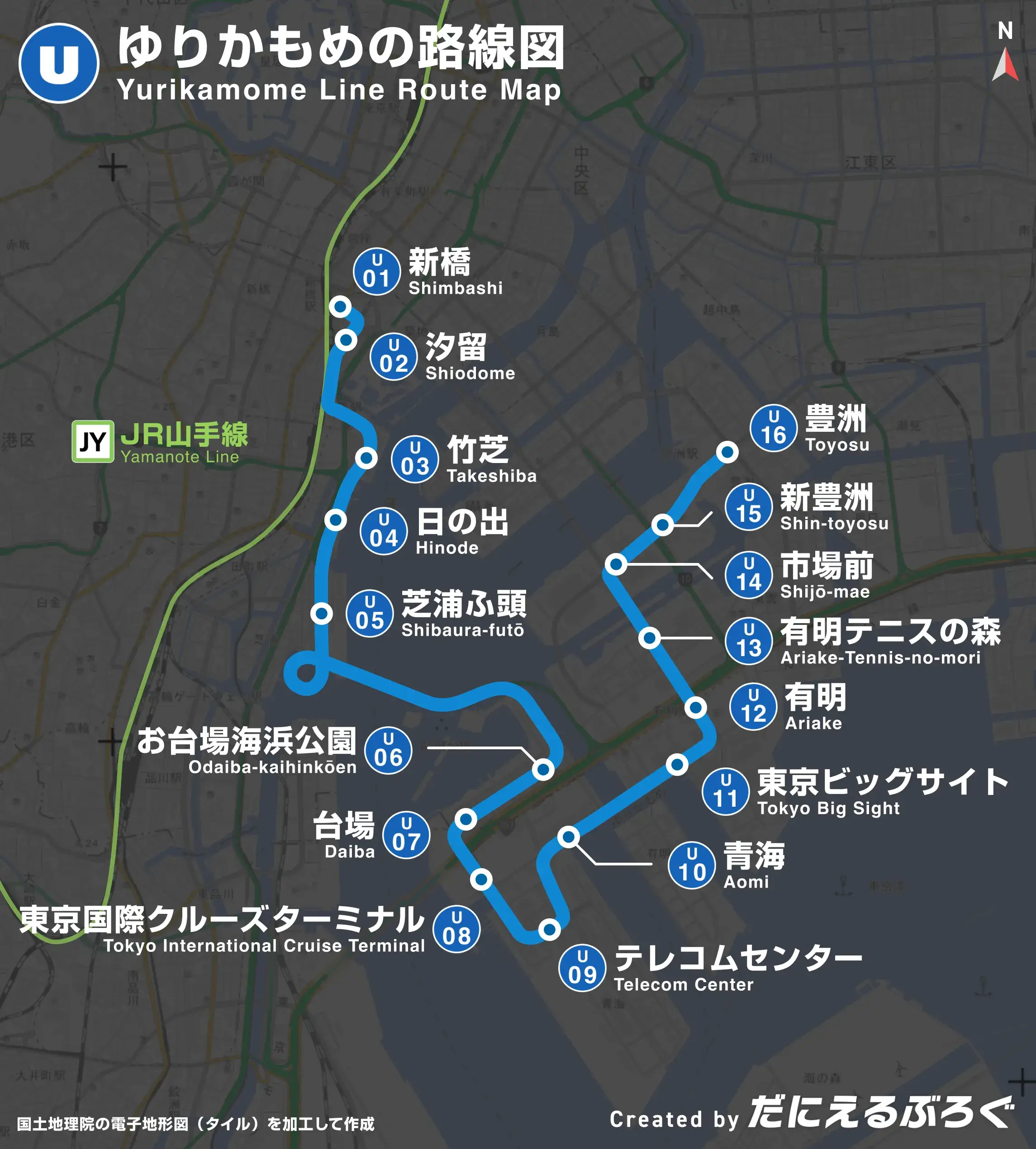 ゆりかもめの路線図の画像